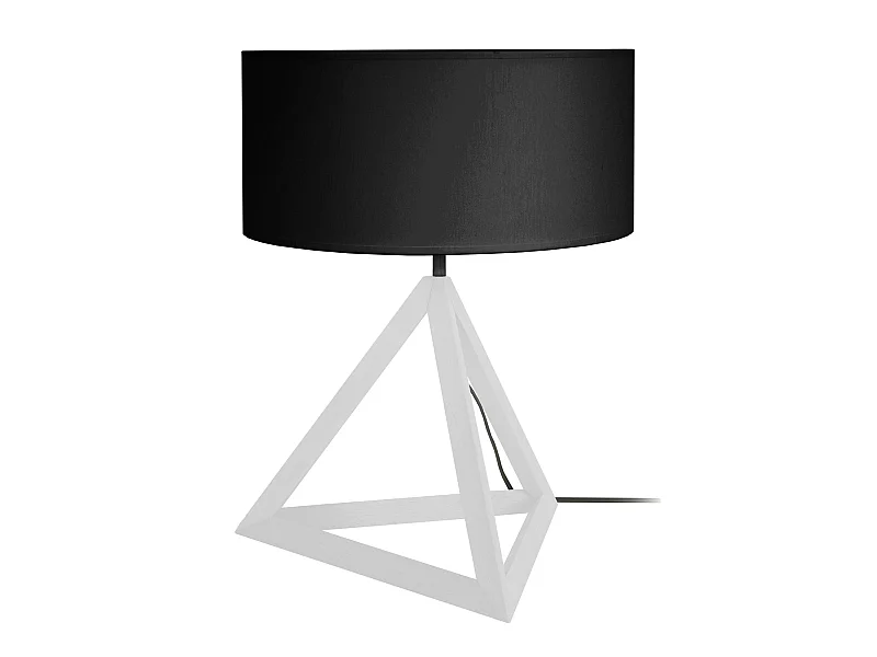 TÉTRAÈDRE 1A - Lampe a poser géométrique bois blanc et noir