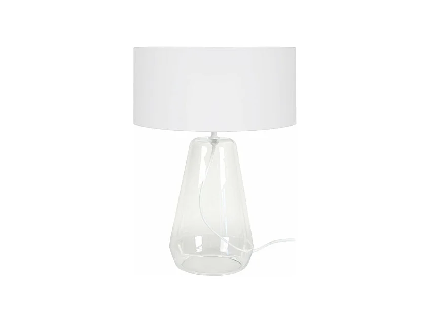 Lampe de chevet conique verre, blanc  25 cm.