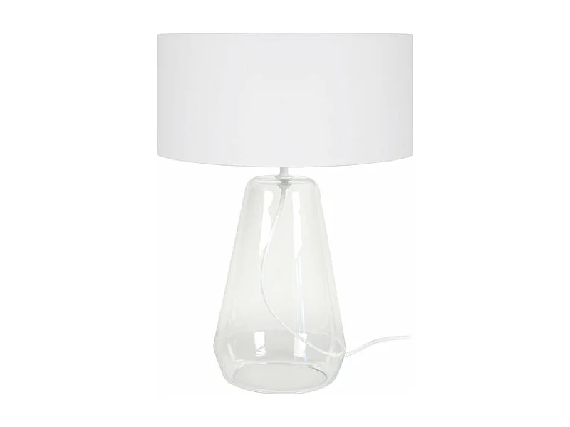 Lampe de chevet conique verre, blanc  25 cm.