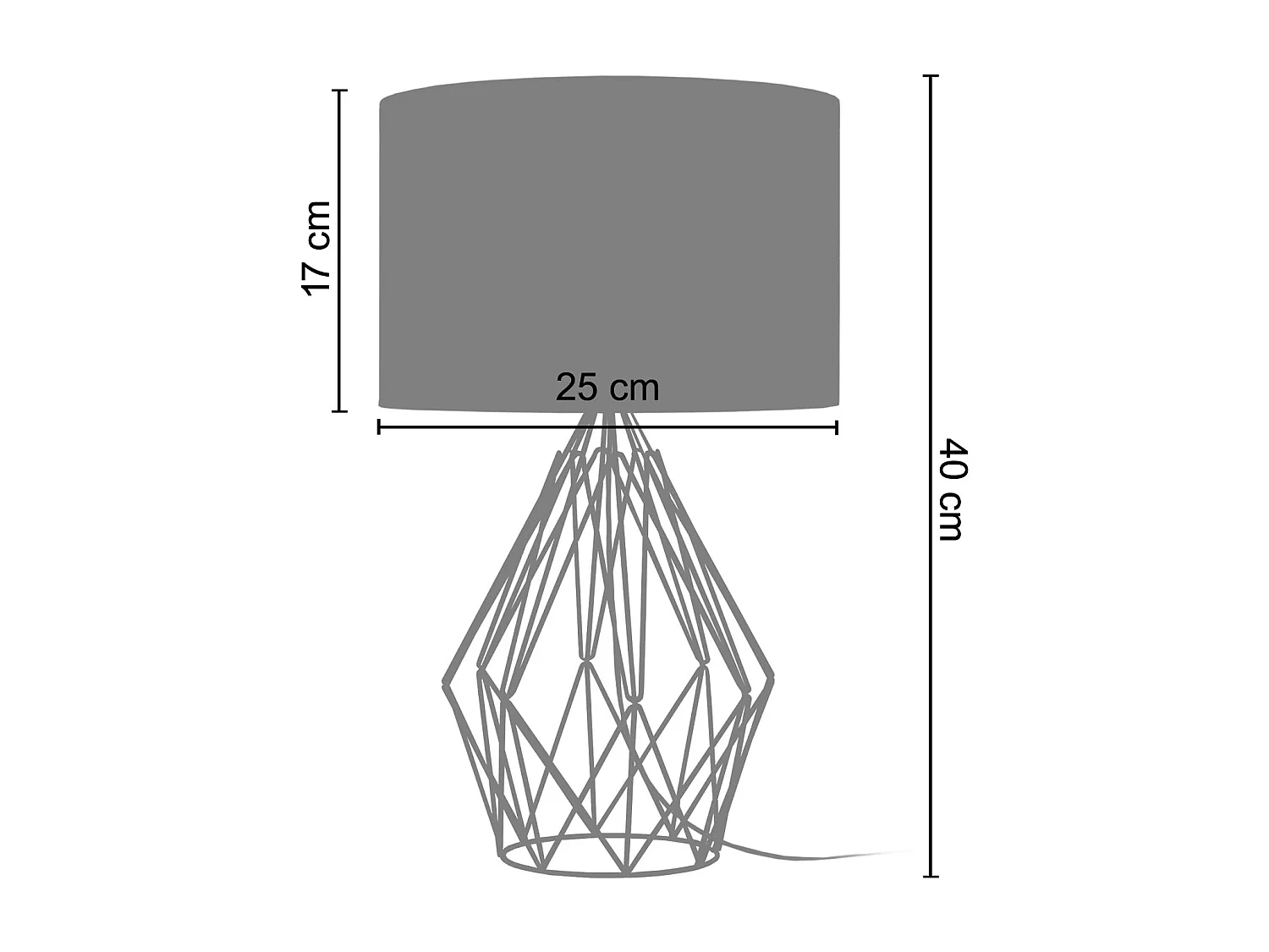 Lámpara de Mesa  TOSEL ,metal,Blanco  , A 41xD25xP25cm