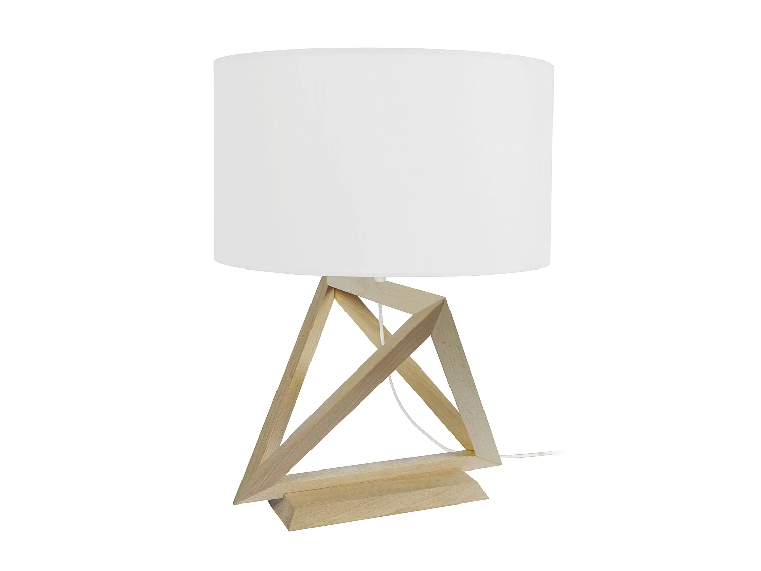 TÉTRAÈDRE 3A - Lampe a poser géométrique bois naturel et blanc