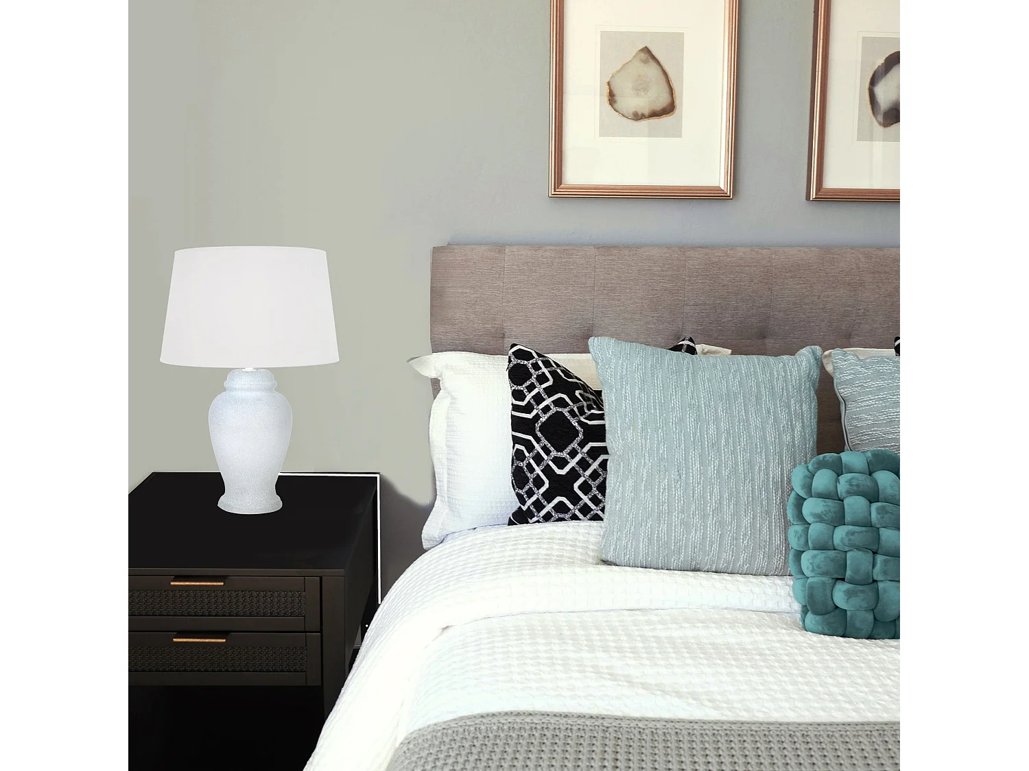 Lampada da tavolo vetro bianco moteado ÁGORA bianco  D'30 cm
