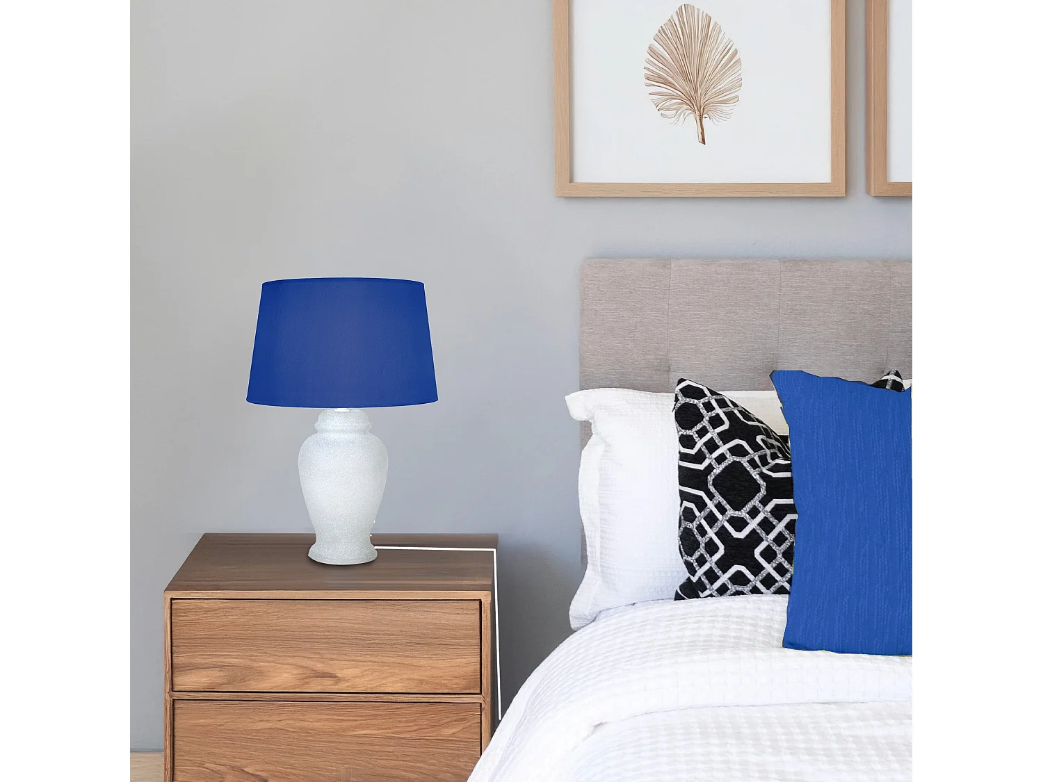Lampada da tavolo vetro bianco moteado ÁGORA blu D'30 cm
