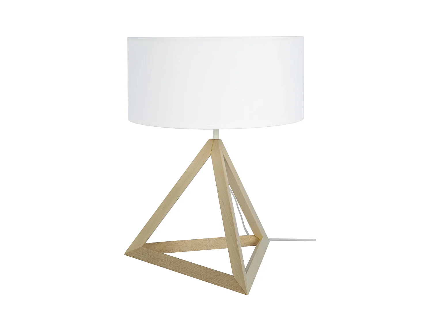 TÉTRAÈDRE 1A - Lampe a poser géométrique bois naturel et blanc