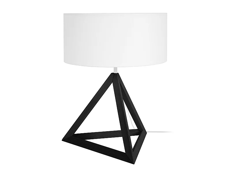 TÉTRAÈDRE 1A - Lampe a poser géométrique bois noir et blanc