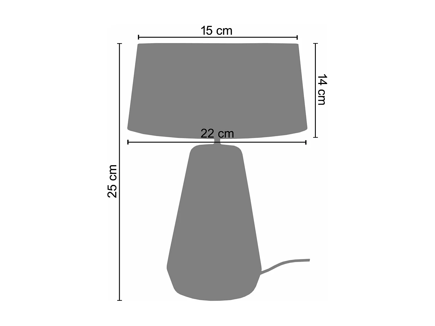 Lampe de chevet conique verre, écru  25 cm.