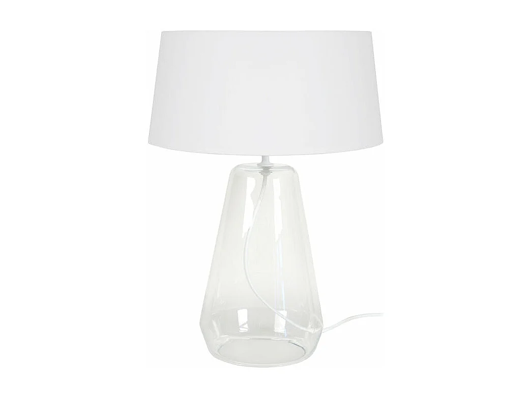 Lampe de chevet conique verre, écru  25 cm.