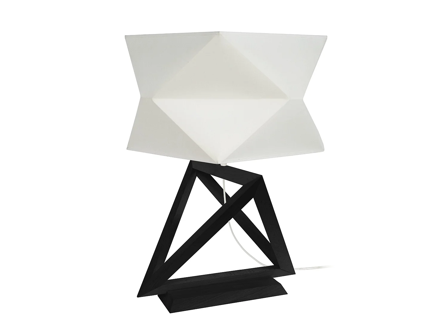 TÉTRAÈDRE 3T - Lampe a poser géométrique bois noir et blanc
