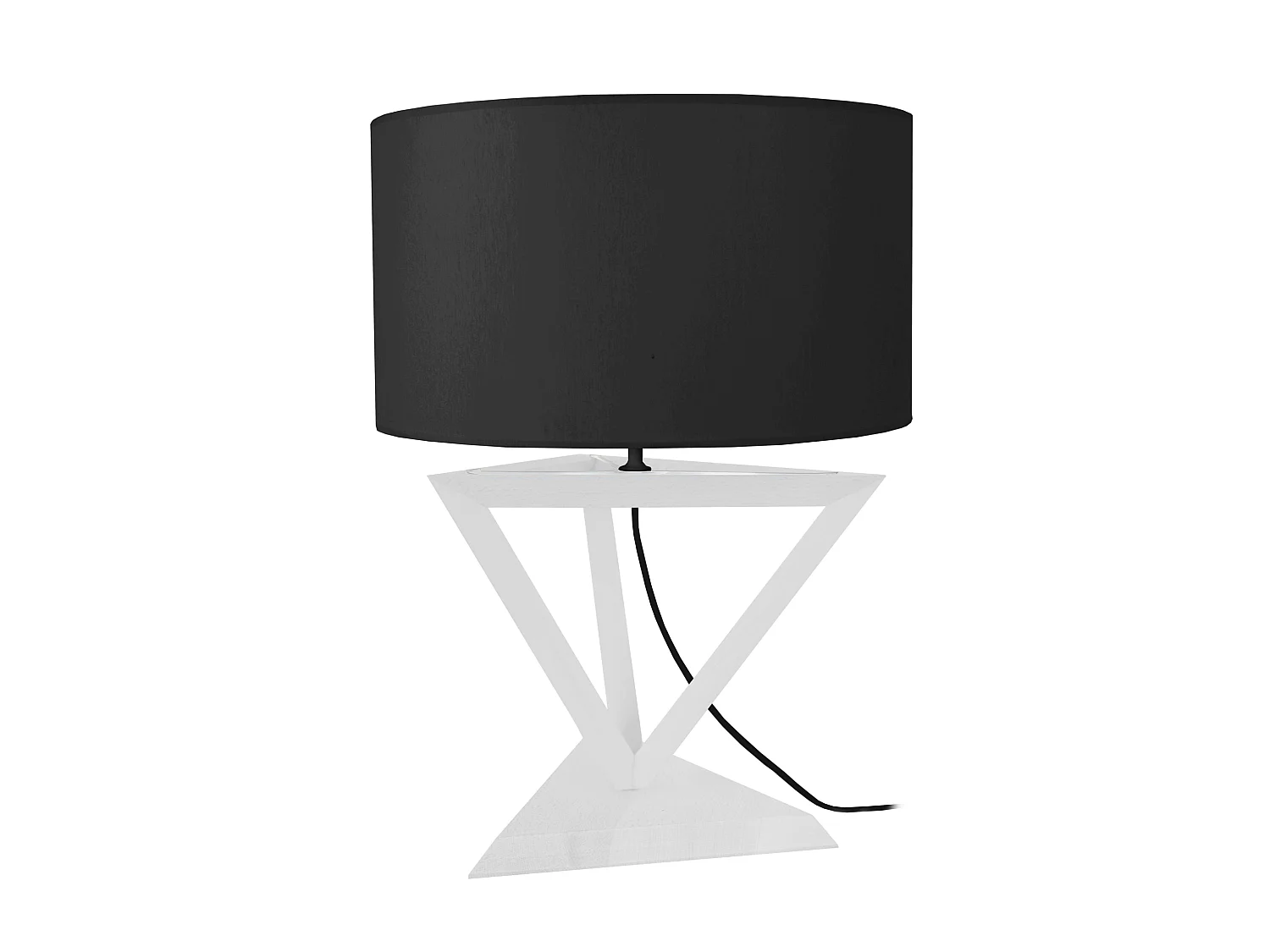 TÉTRAÈDRE 2A - Lampe a poser géométrique bois blanc et noir
