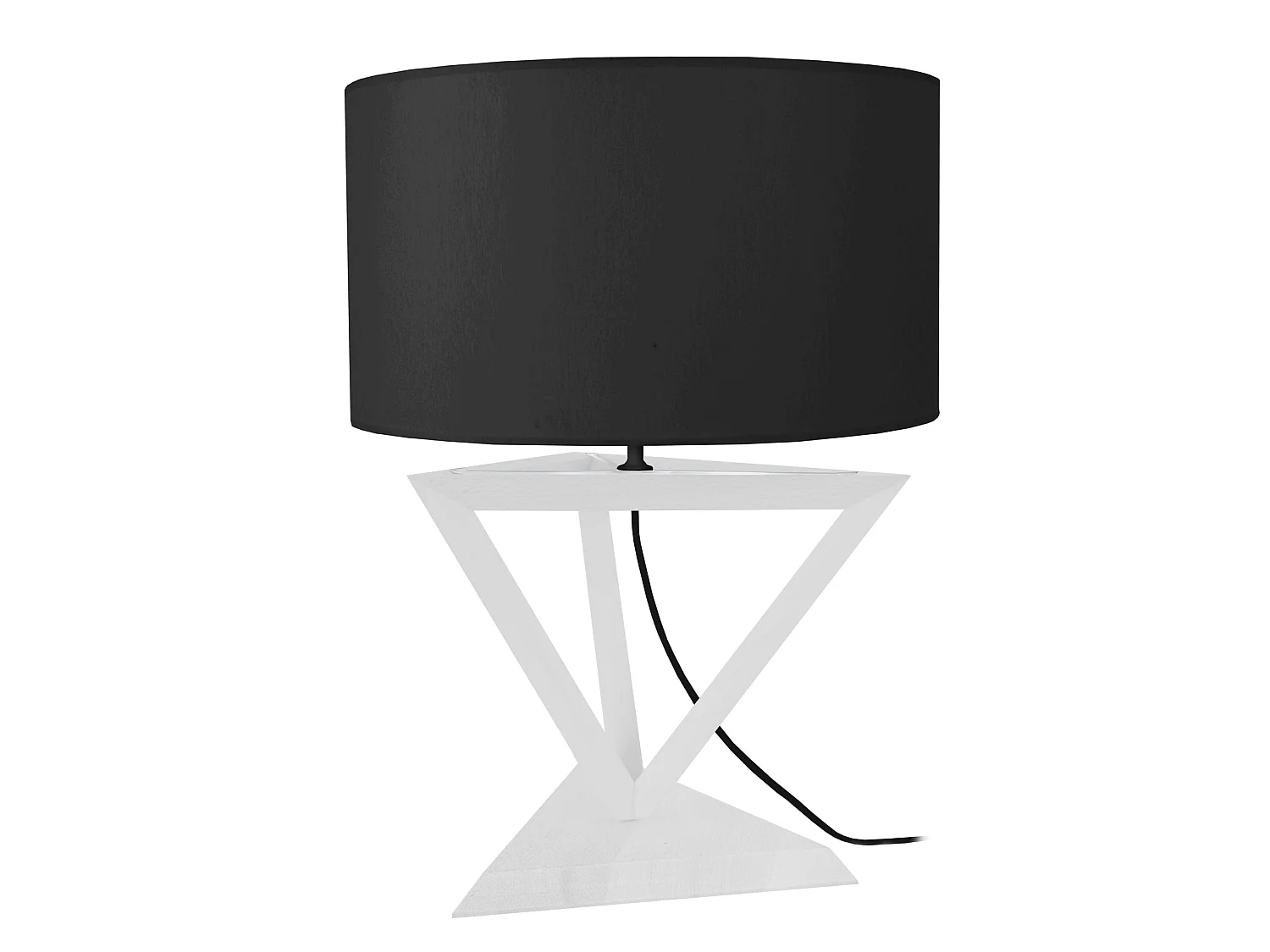 TÉTRAÈDRE 2A - Lampe a poser géométrique bois blanc et noir