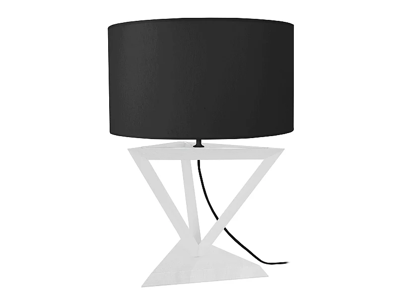 TÉTRAÈDRE 2A - Lampe a poser géométrique bois blanc et noir