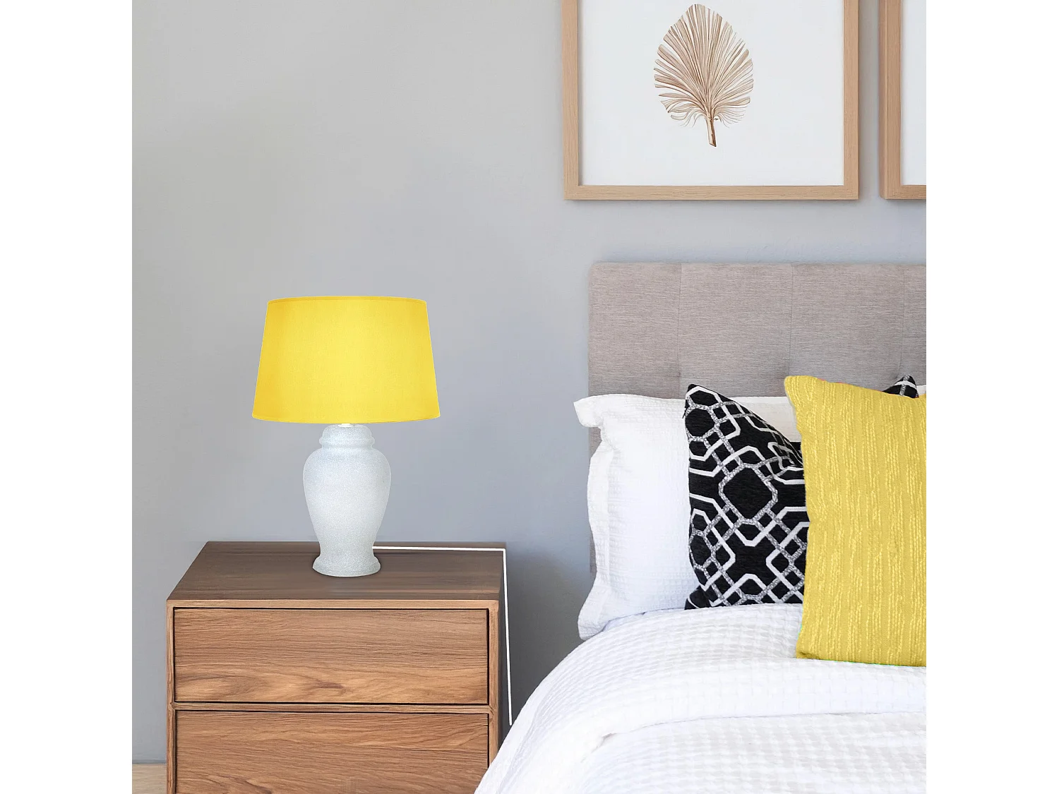Lampada da tavolo vetro bianco moteado ÁGORA giallo D'30 cm