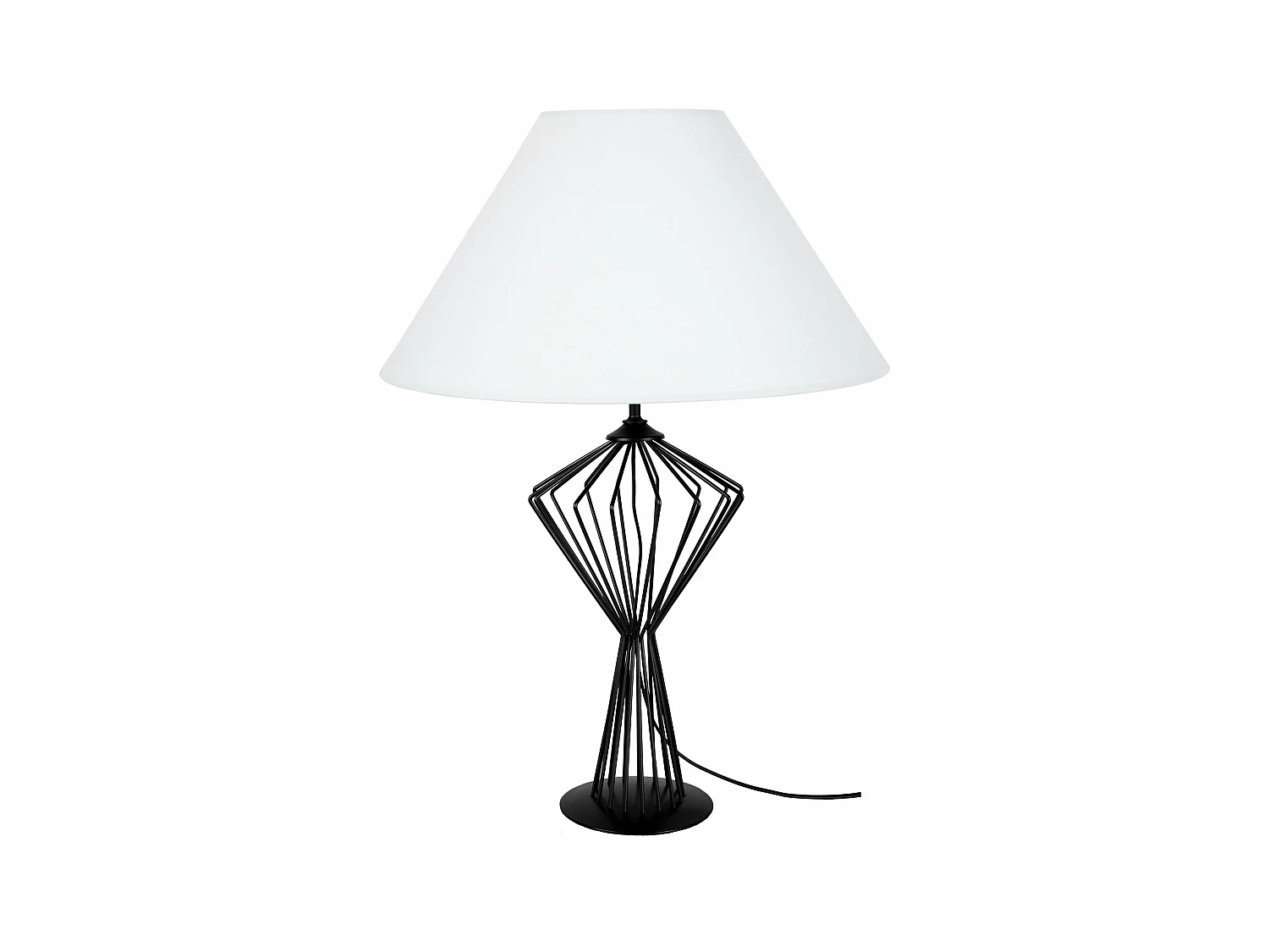 Lampe de salon filaire métal  noir,blanc 68 cm.