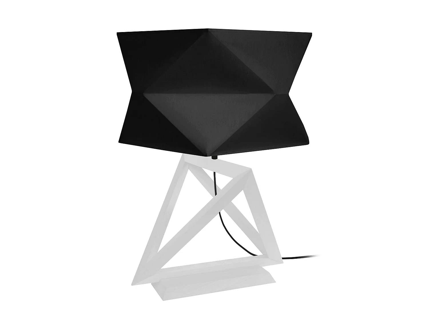 TÉTRAÈDRE 3T - Lampe a poser géométrique bois blanc et noir