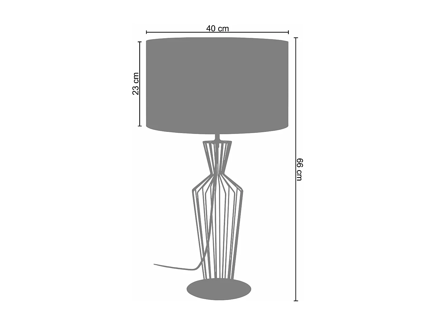 Lampe de salon filaire métal  anthracite 66 cm.
