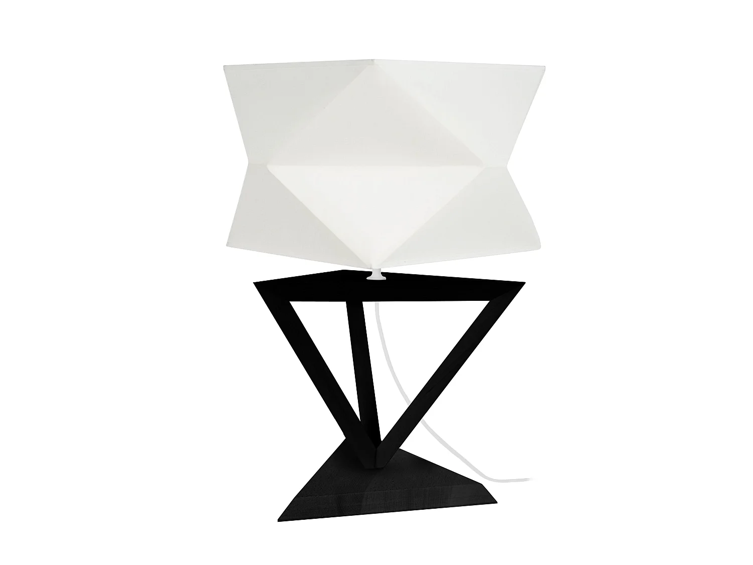 TÉTRAÈDRE 2T - Lampe a poser géométrique bois noir et blanc