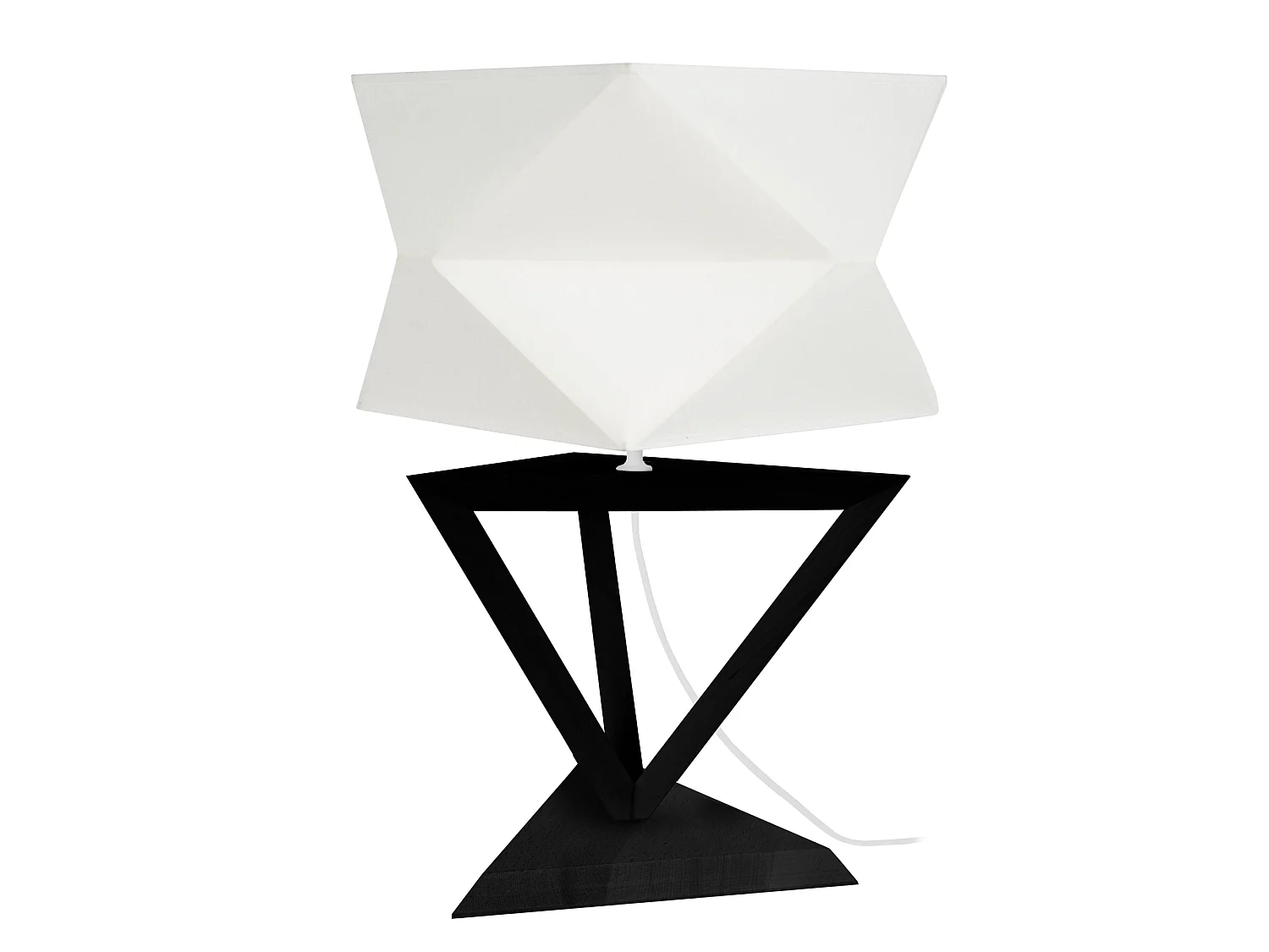 TÉTRAÈDRE 2T - Lampe a poser géométrique bois noir et blanc