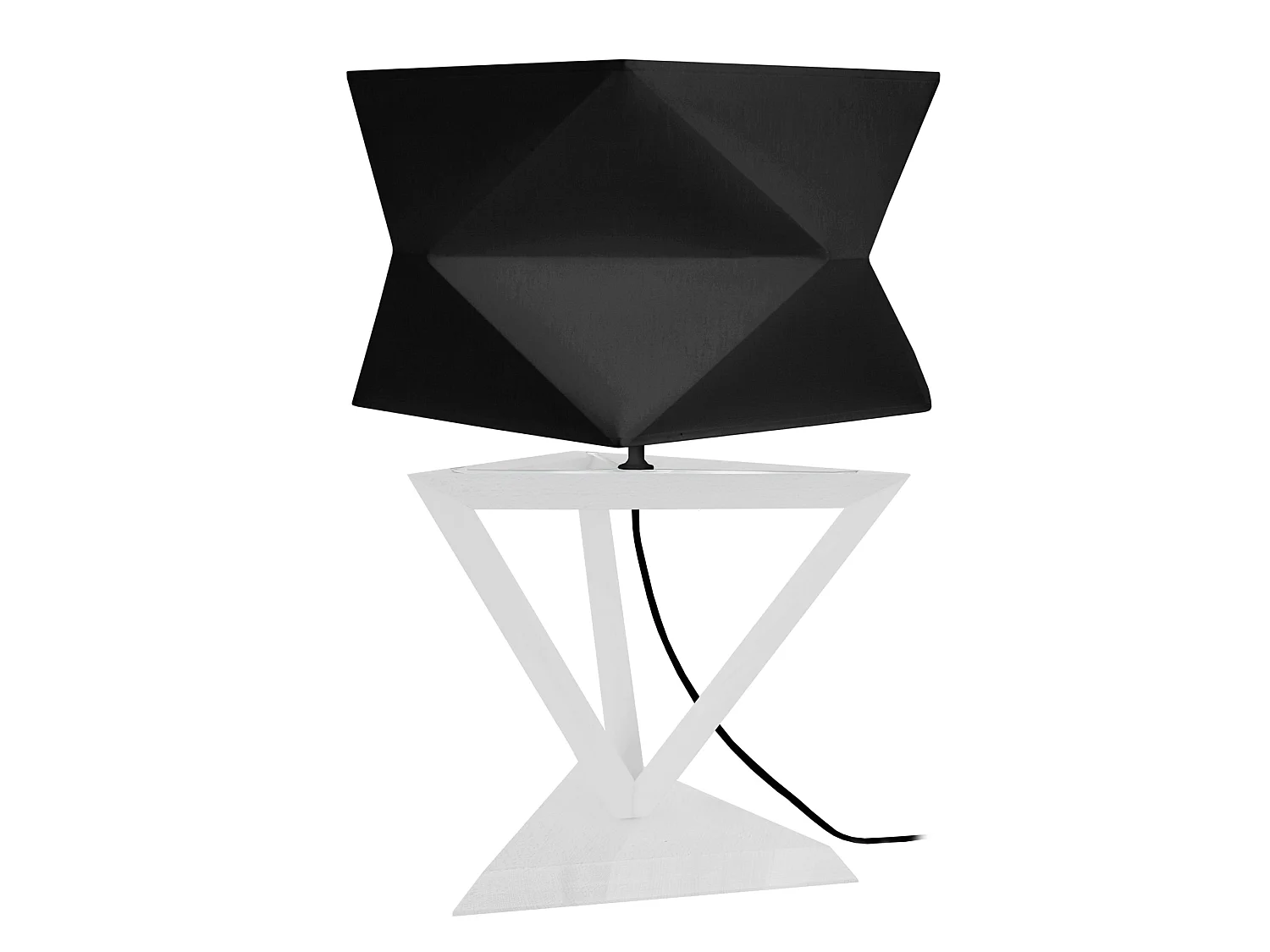 TÉTRAÈDRE 2T - Lampe a poser géométrique bois blanc et noir