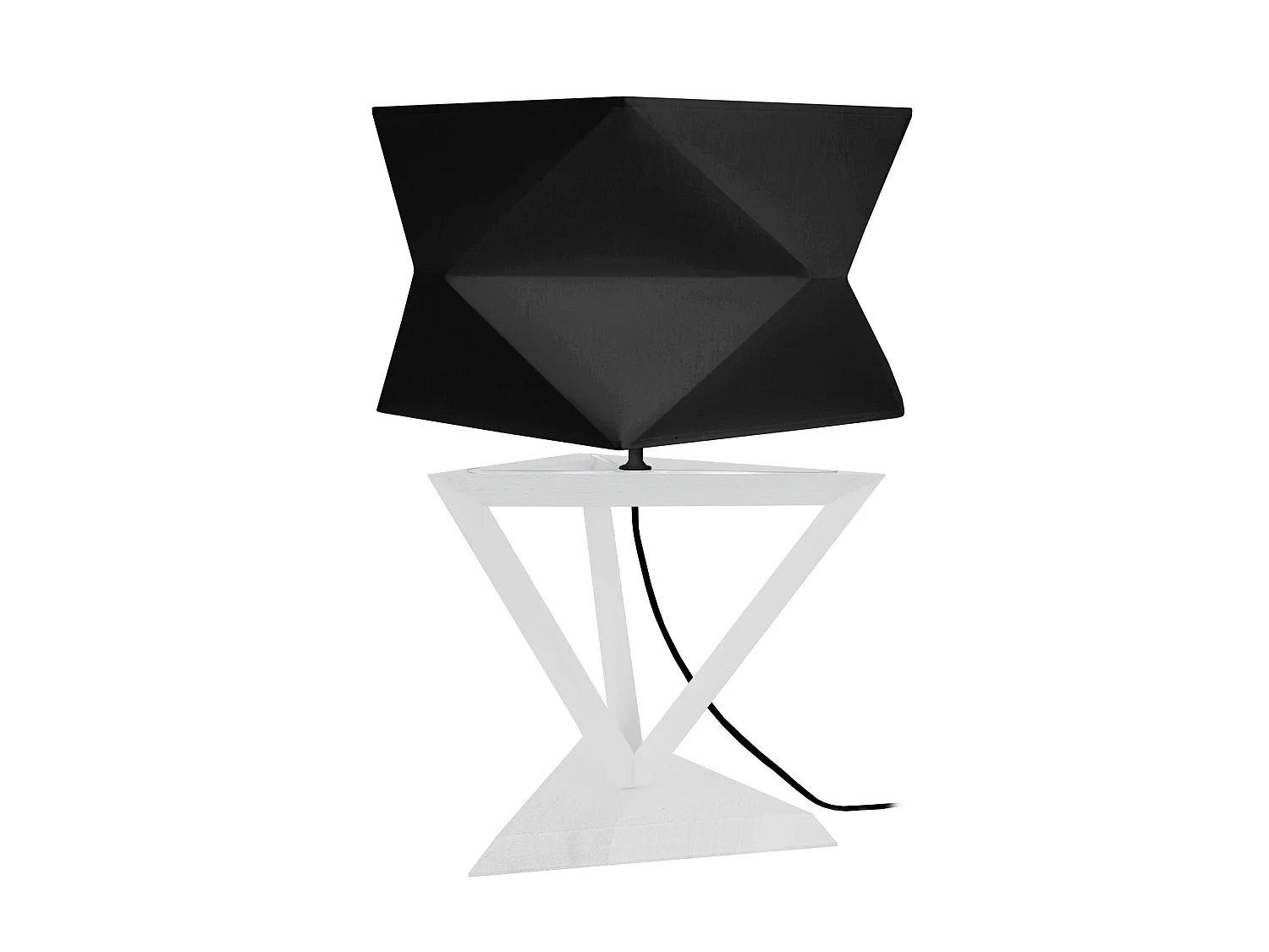 TÉTRAÈDRE 2T - Lampe a poser géométrique bois blanc et noir