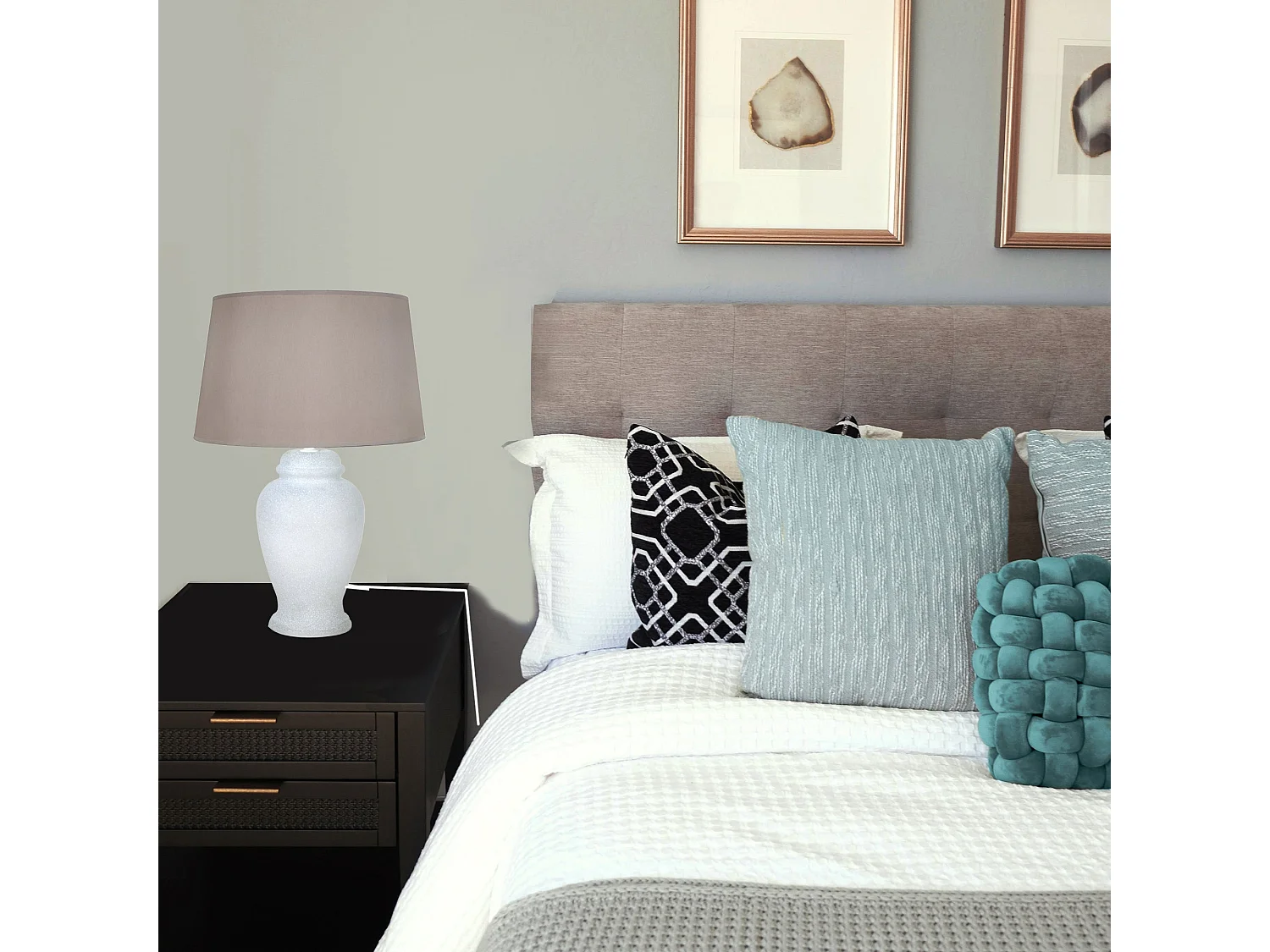 Lampada da tavolo vetro bianco moteado ÁGORA neo D'30 cm