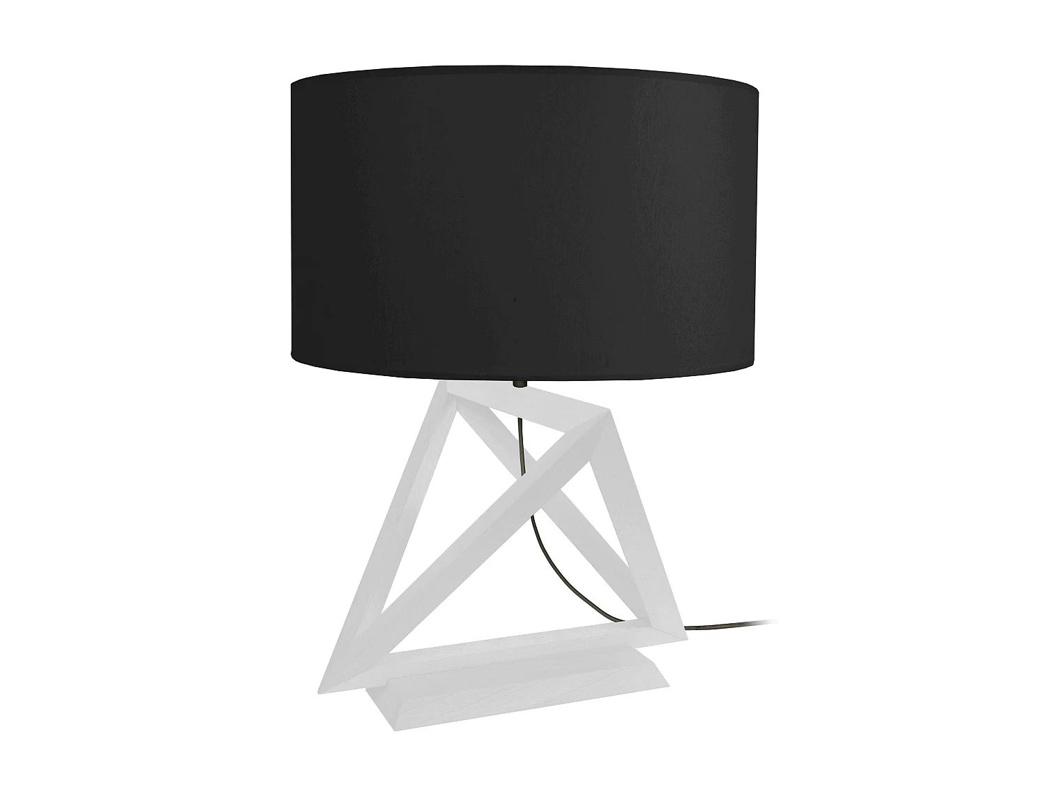 TÉTRAÈDRE 3A - Lampe a poser géométrique bois blanc et noir