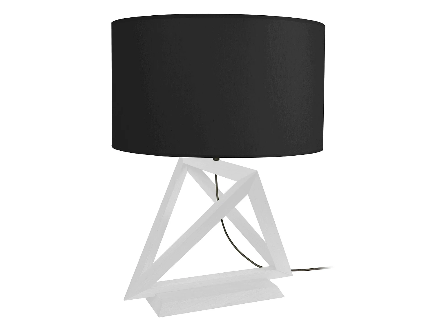 TÉTRAÈDRE 3A - Lampe a poser géométrique bois blanc et noir
