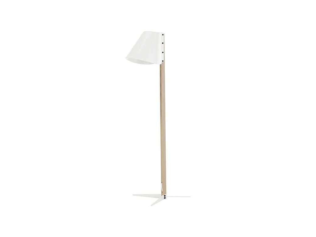 Lampadaire colonne bois  métal blanc 150 cm.