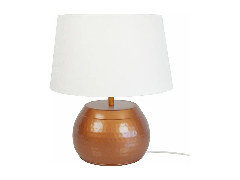Lampe de chevet globe, métal  cuivre 37 cm.