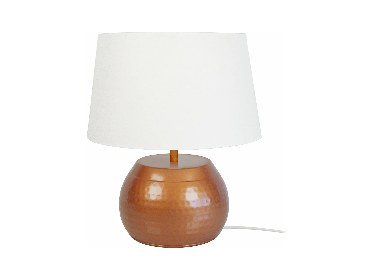 Lampe de chevet globe, métal  cuivre 37 cm.