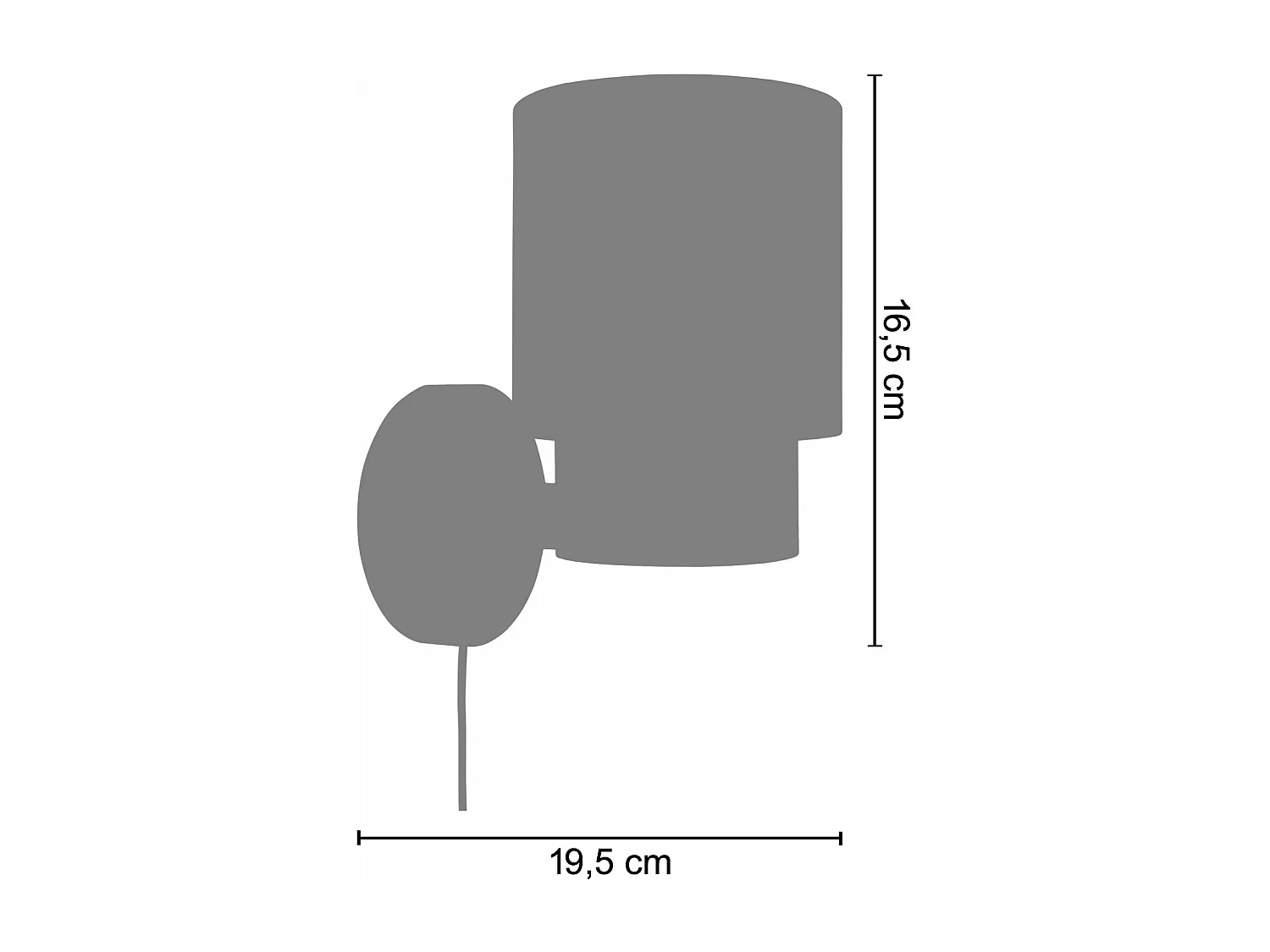 Applique bois naturel, métal blanc 19,5cm.
