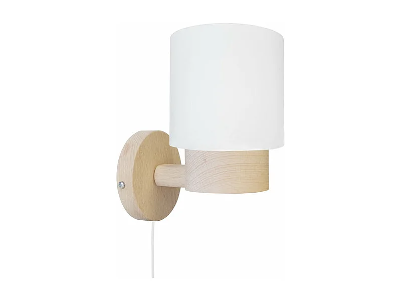 Applique bois naturel, métal blanc 19,5cm.