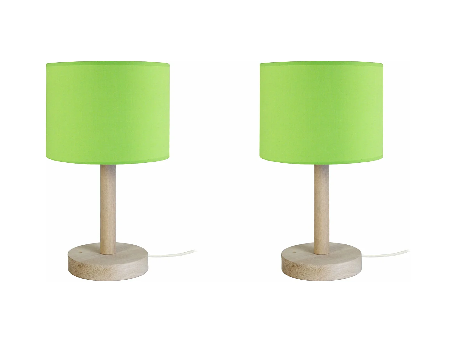 Pair de Lampes de chevet droit bois  naturel,vert 35 cm.