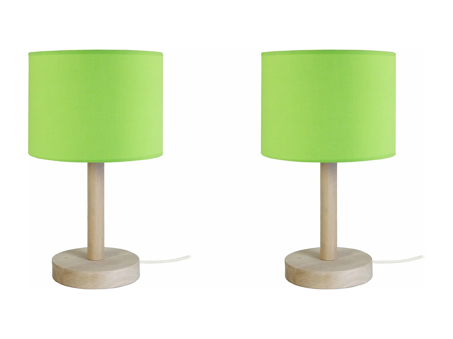 Pair de Lampes de chevet droit bois  naturel,vert 35 cm.