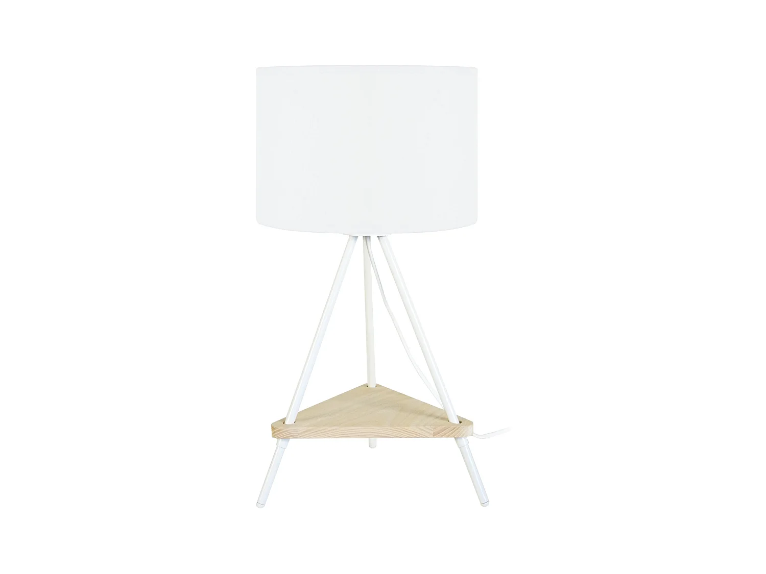 Lampe de chevet droit métal  blanc 47 cm.