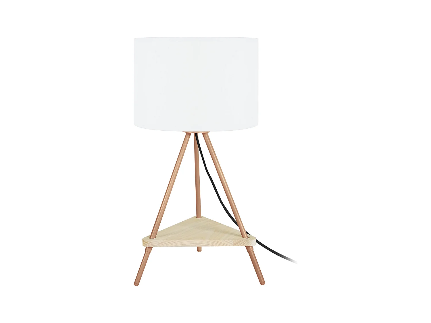 Lampe de chevet droit métal  cuivre 47 cm.