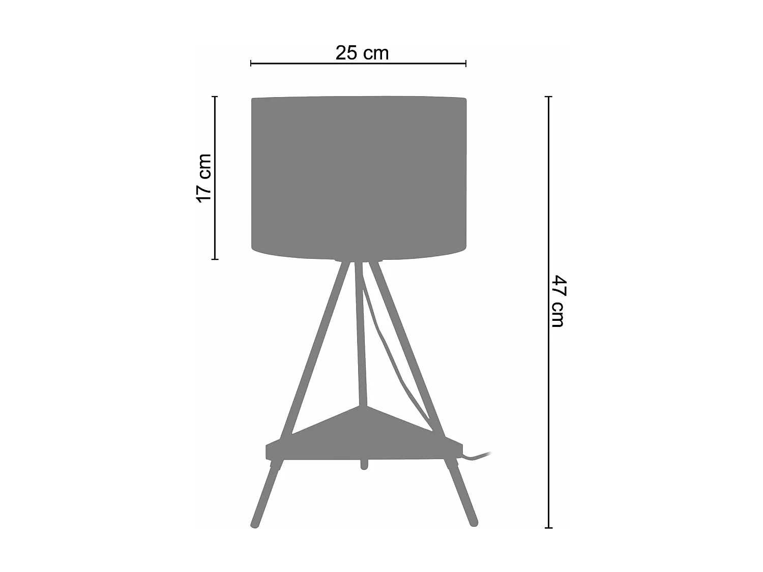 Lampe de chevet droit métal  cuivre 47 cm.
