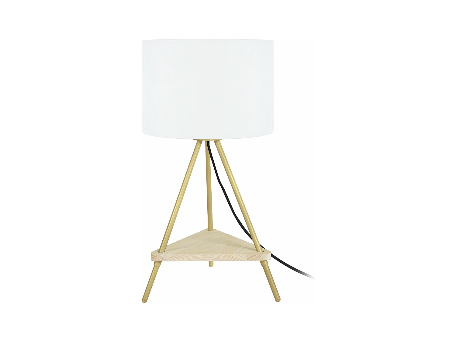 Lampe de chevet droit métal  doré 47 cm.