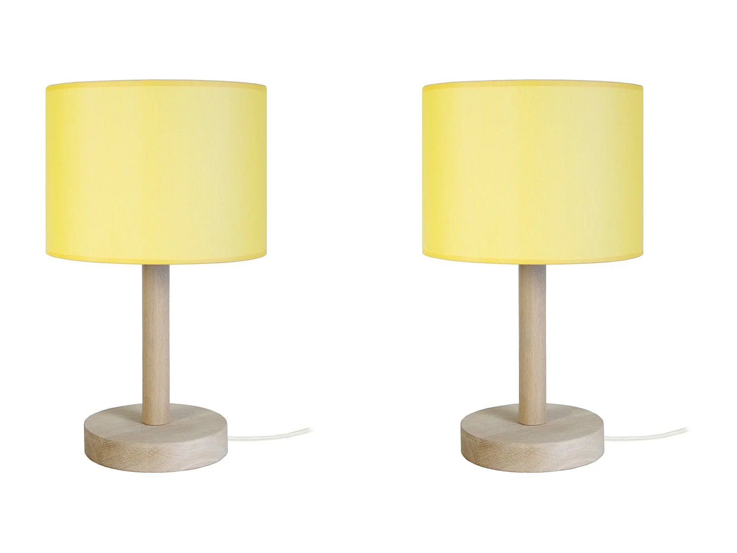 Pair de Lampes de chevet droit bois  naturel,beige 35 cm.