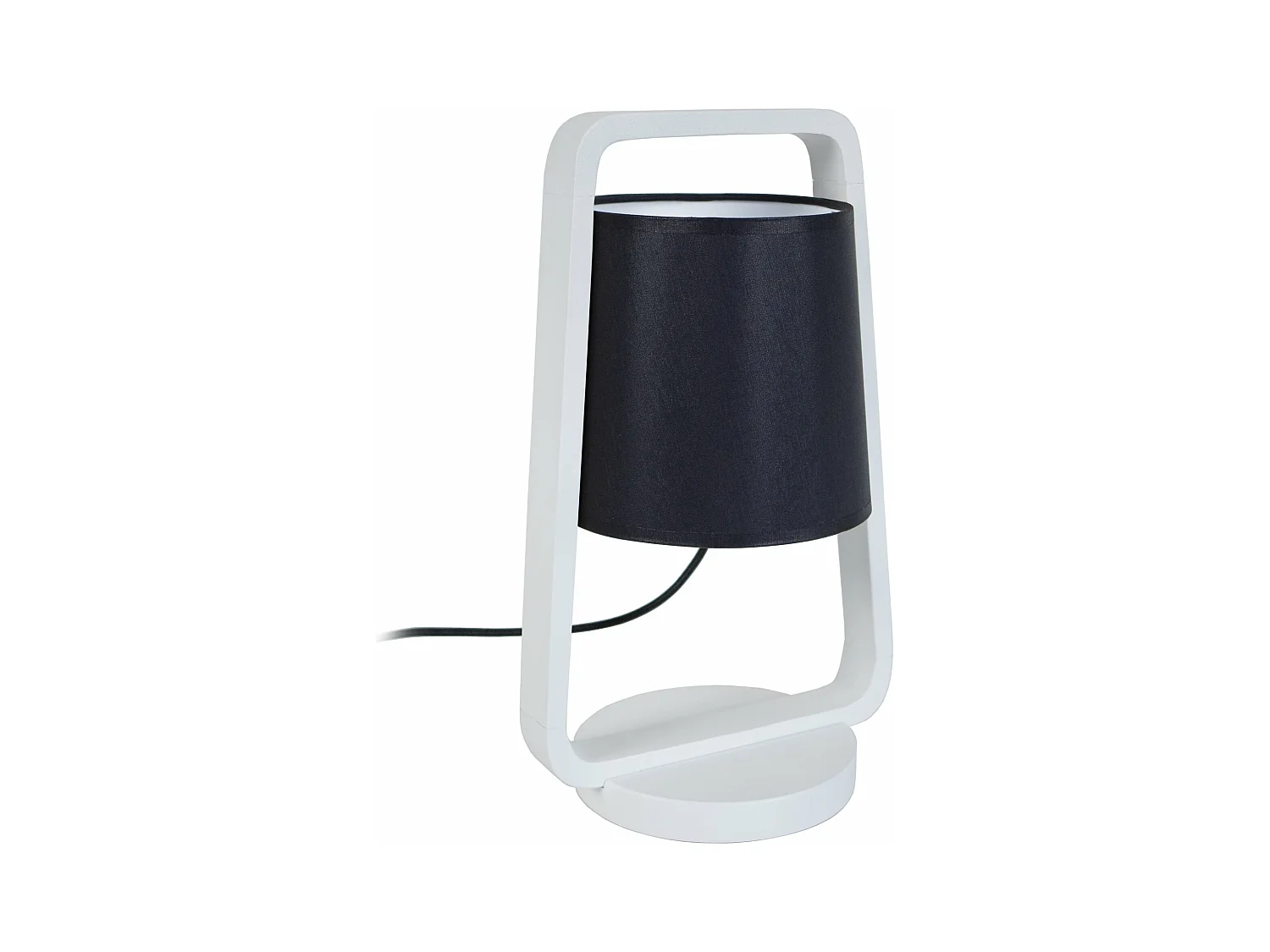Lampe de chevet arqué bois  blanc,noir 32,5 cm.