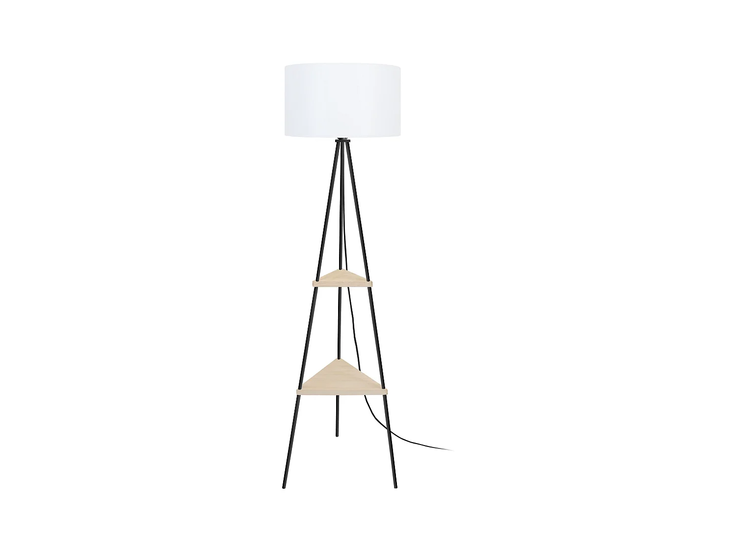 Lampadaire étagère métal  noir 155 cm.