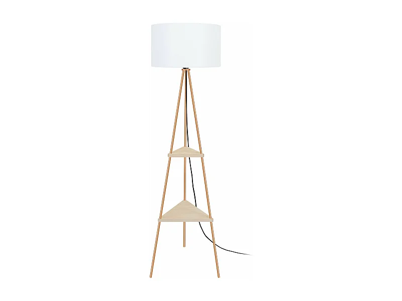 Lampadaire étagère métal  cuivre 155 cm.