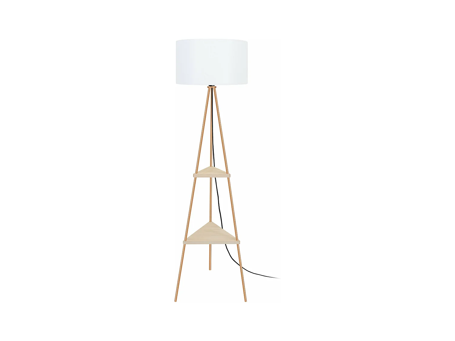Lampadaire étagère métal  cuivre 155 cm.
