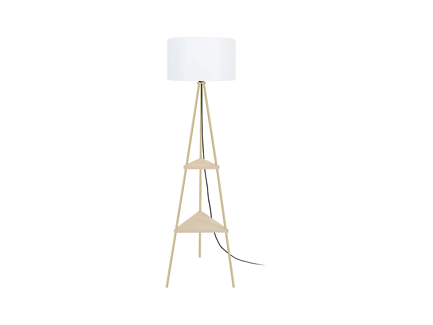 Lampadaire étagère métal  doré 155 cm.