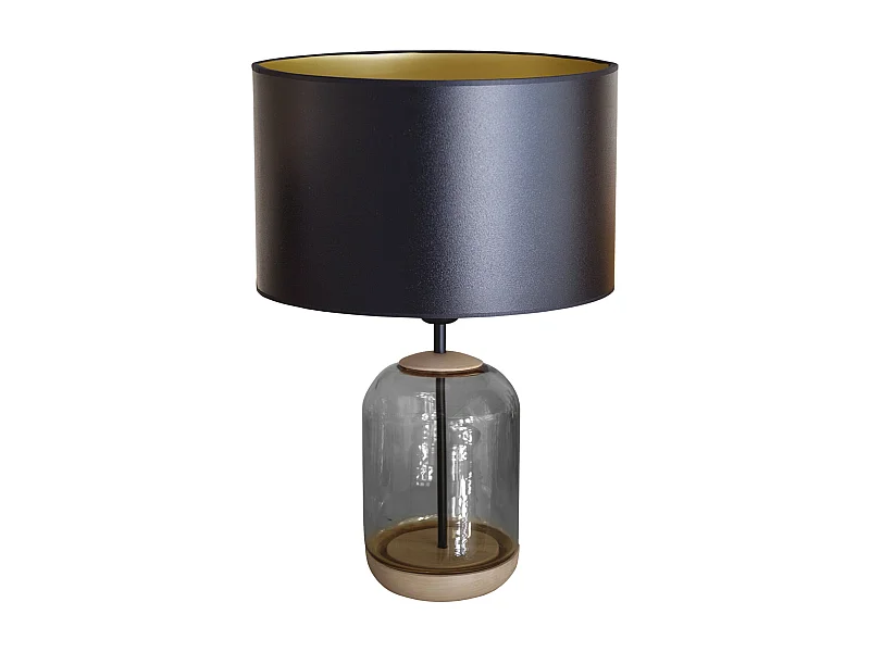 Lampe de Salon TOSEL ,bois,verre,naturel,H53xD35xP35cm