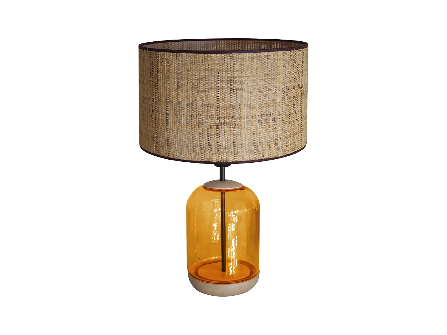 Lampe de Salon TOSEL ,bois,verre,naturel,H53xD35xP 35cm