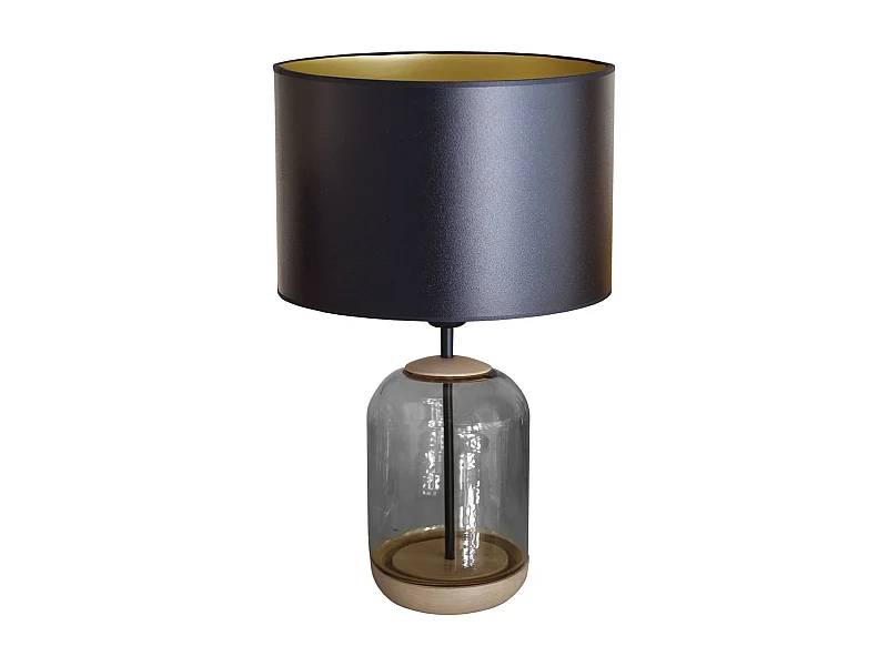 Lampe a Poser TOSEL ,bois,verre,naturel,H50xD30xP30cm