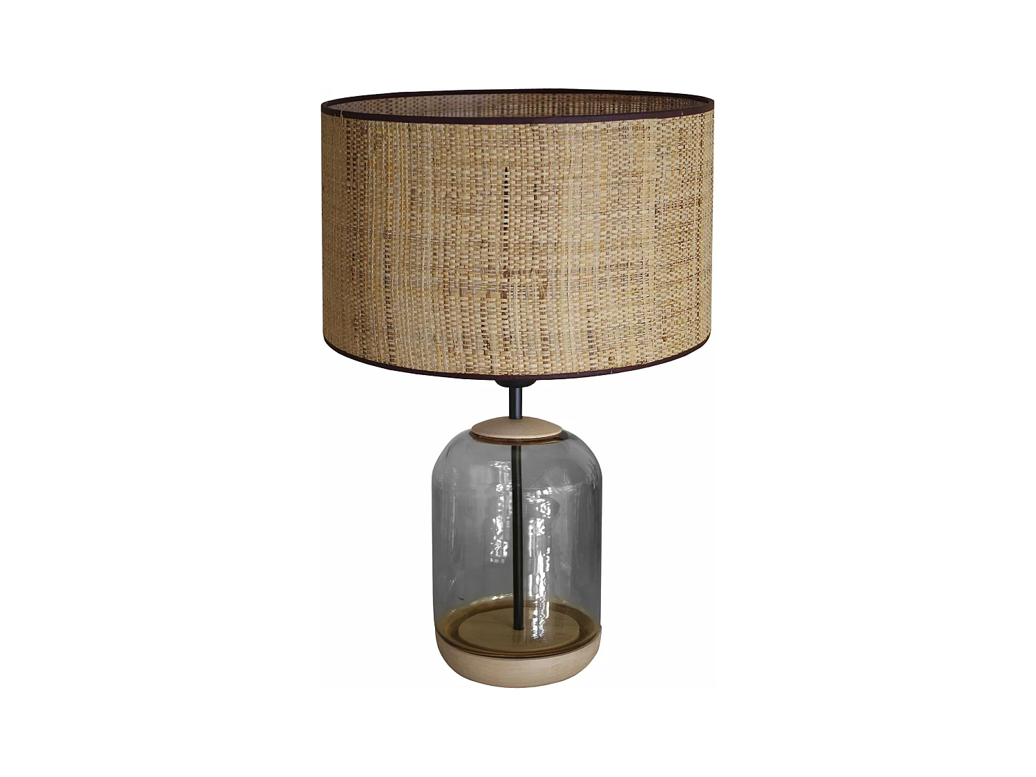 Lampe de Salon TOSEL ,bois,verre,naturel,H53xD35x P 35cm