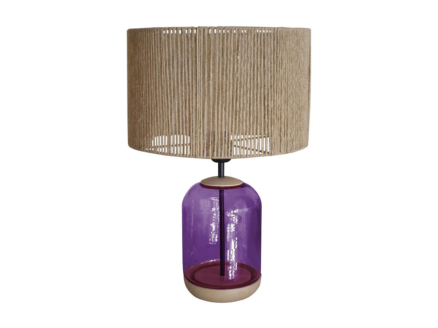 Lampe de Salon TOSEL ,bois,verre,naturel, H 53xD35xP35cm