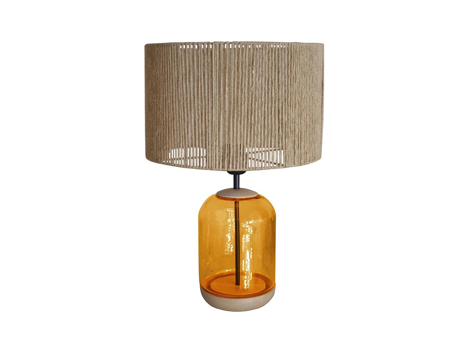Lampe de Salon TOSEL ,bois,verre,naturel,H53xD 35xP35 cm
