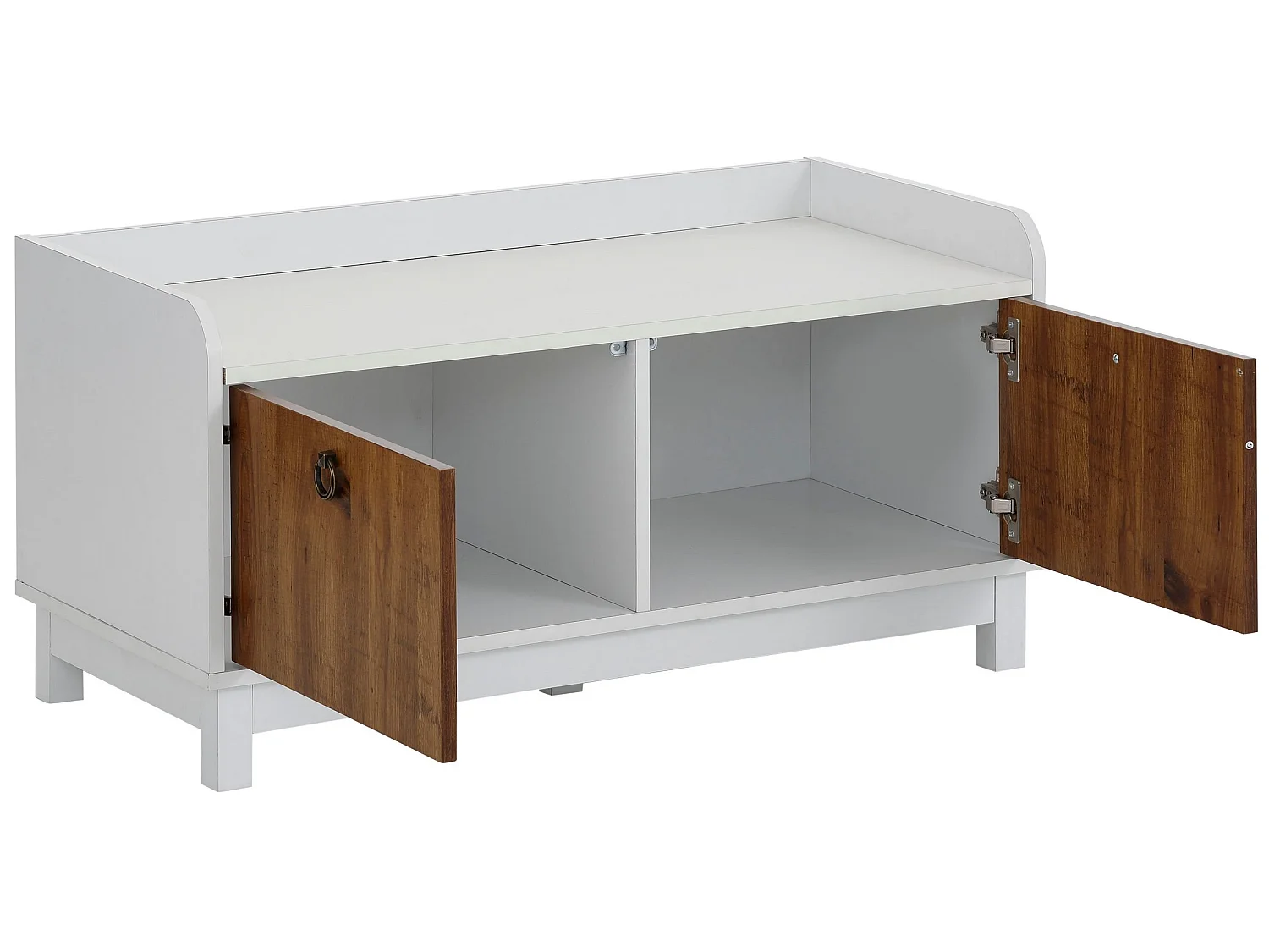 Banco con 2 puertas en MDF blanco y roble pacifico